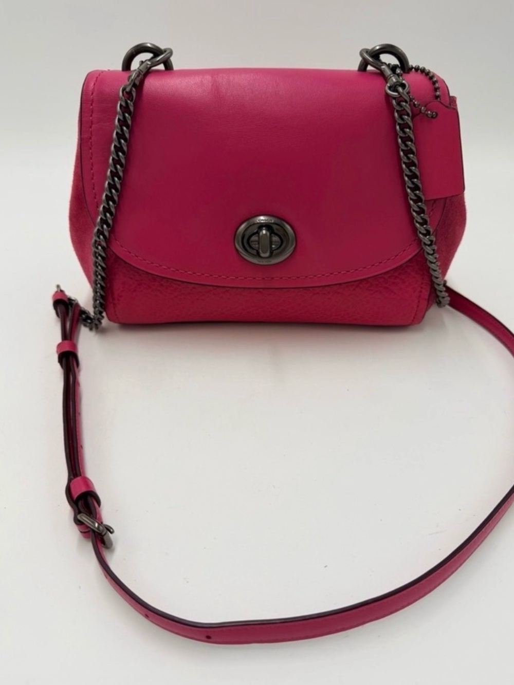 Coach Hot Pink Leather Turnlock Crossbody Bag